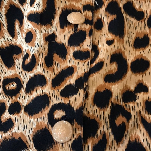 Vintage Voir animal leopard print soft flowy button down skirt elastic w… - Picture 10 of 10